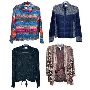 Chico's Multicolor Cardigan Jacket Top Bundle Lot of 4 Womens Size 1